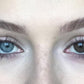 Dark Brown Lenses for blue eyes. Before and after.